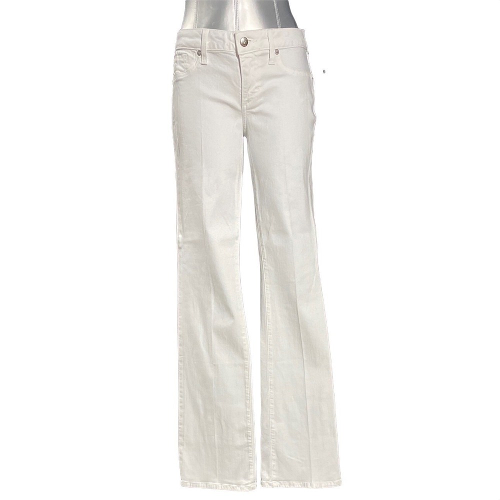 Bebe Pants 31 Ash White Straight Leg Jeans Pocket Stretch Flirty Iconic